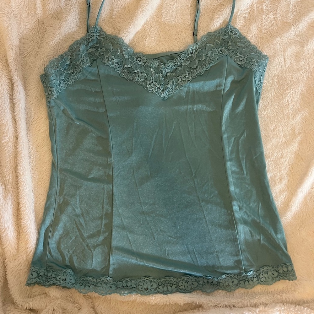Elegant Lace Trim Teal Camisole by Victoria’s Secret